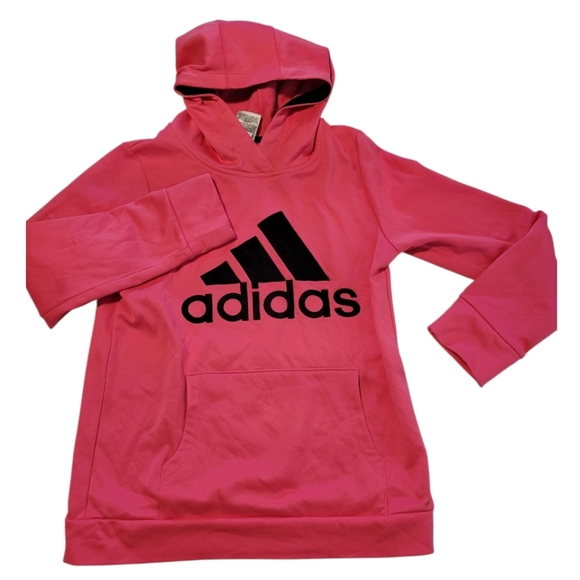 Adidas Kids Hoodie in Pink with Black Logo Size Large - Picture 1 of 10